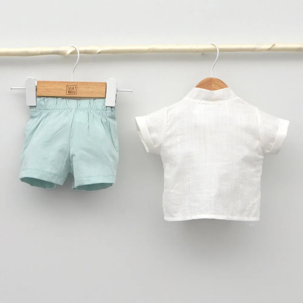Conjunto nio Tokio con pololo lino y camisa con pajarita