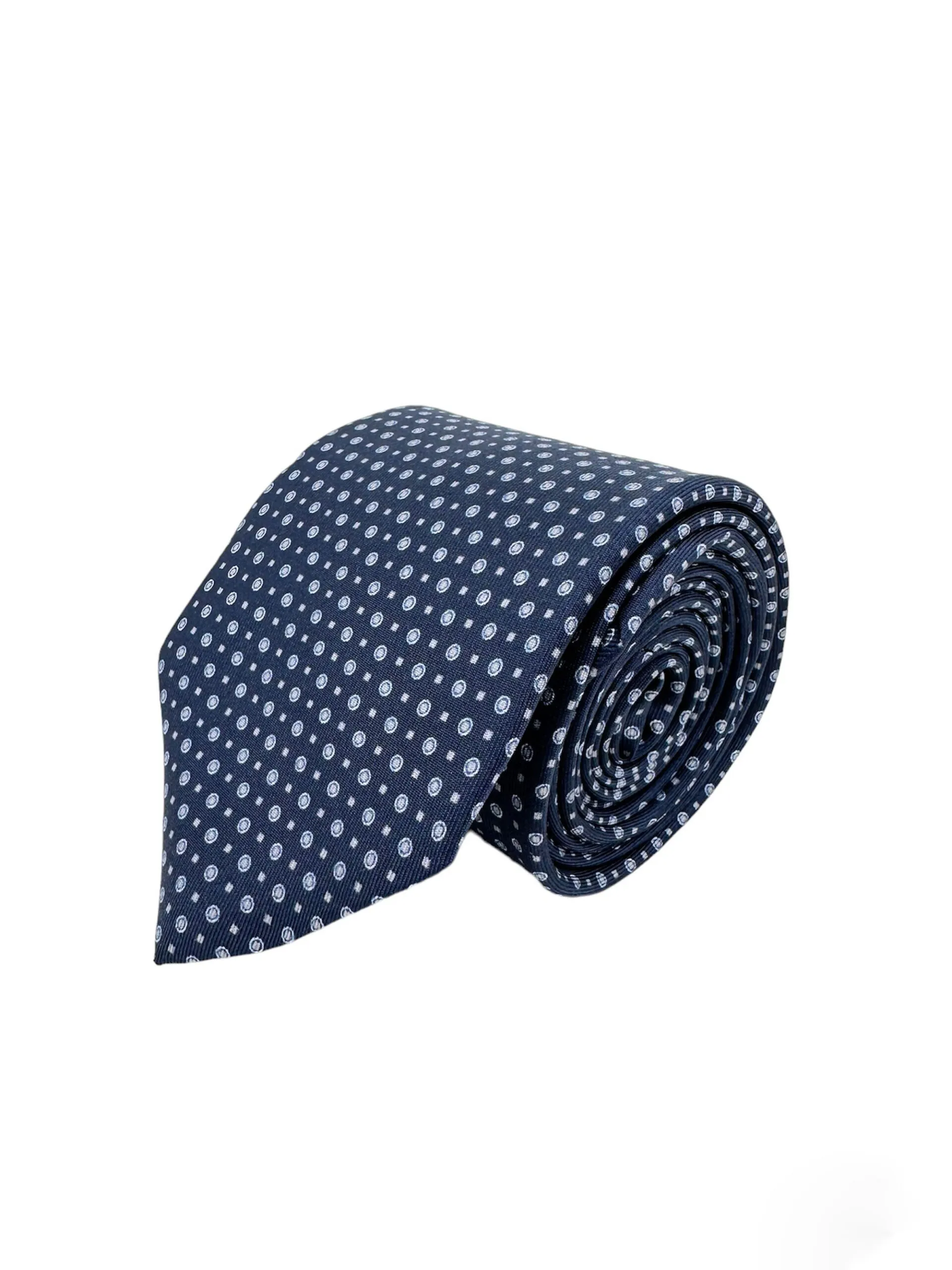 Corbata Estampada Twill Óvalos Azules