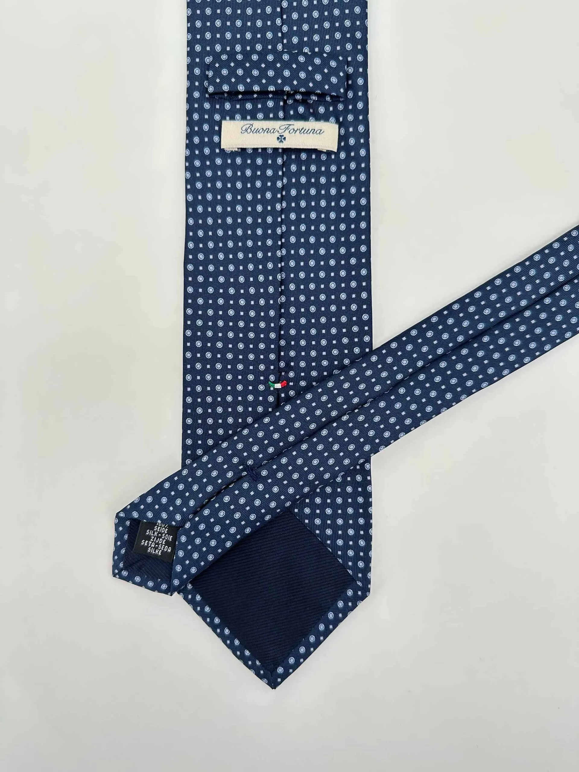 Corbata Estampada Twill Óvalos Azules