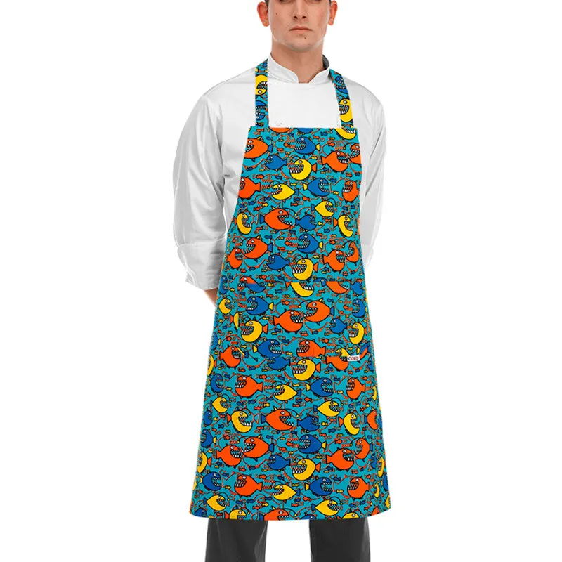 DELANTAL CON PETO ESTAMPADO SHARK  EGOCHEF