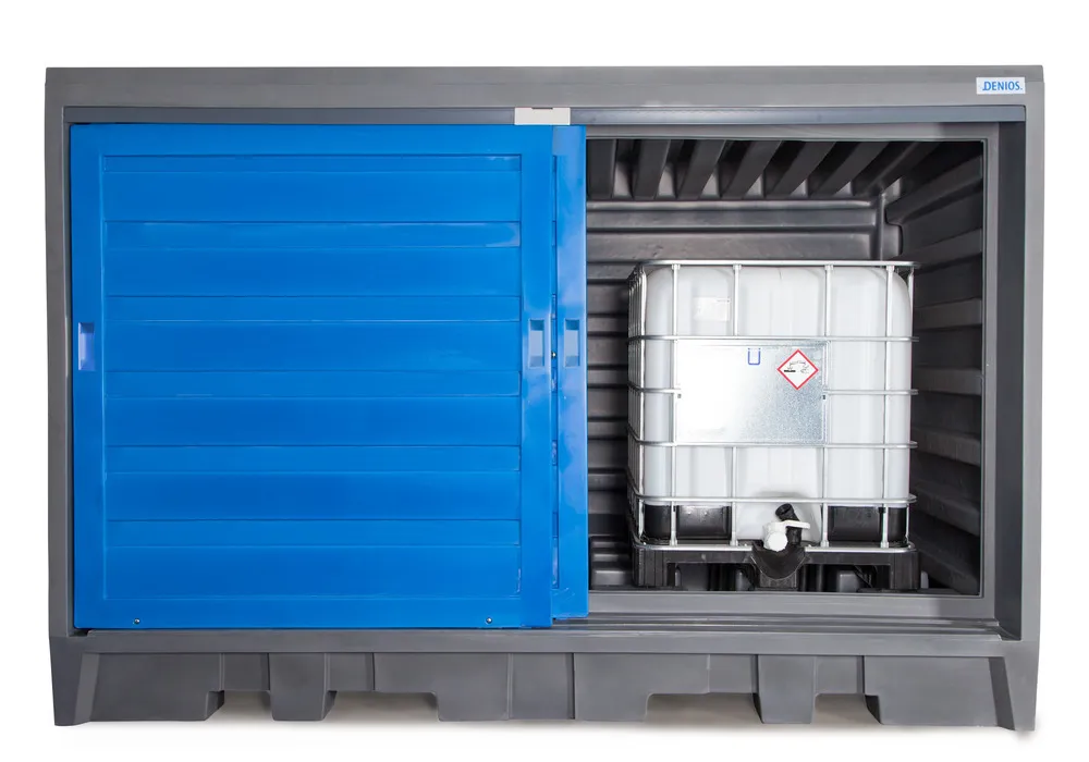 Depósito PolySafe 2C, con puertas correderas, para 8 bidones de 200 litros o 2 GRG de 1000 litros