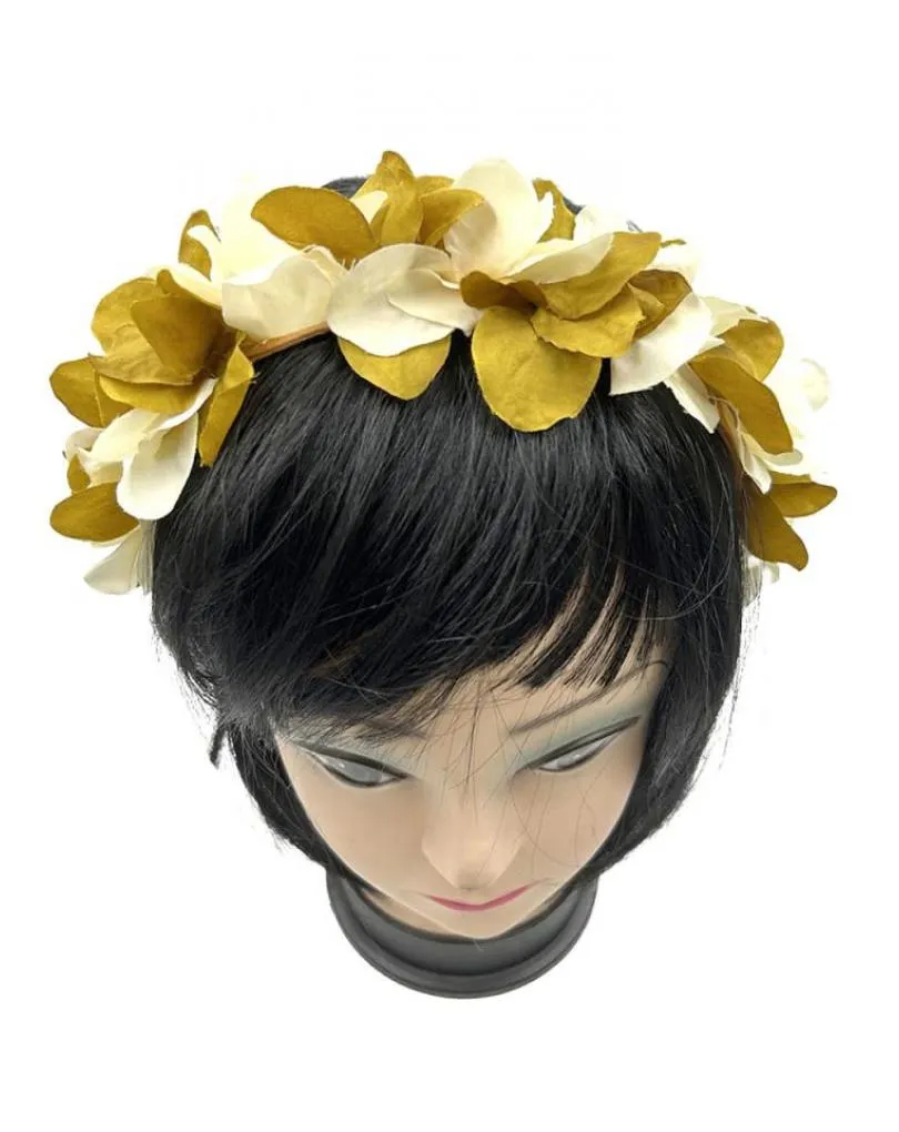 DIADEMAS MUJER PARA BODAS Y EVENTOS OCRE Y BEIGE CON FLORES