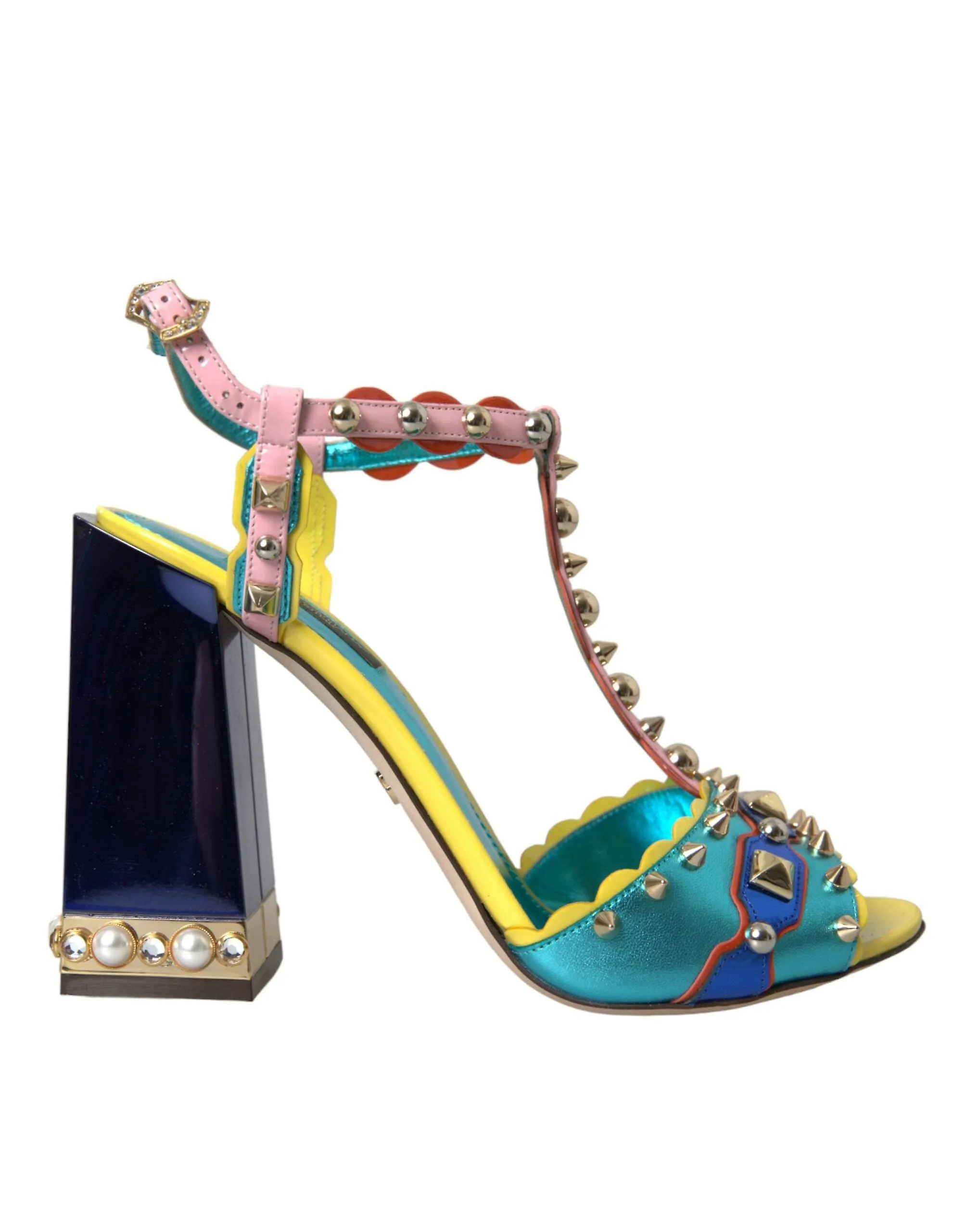 Dolce & gabbana multicolor nieten leder sandalen schuhe