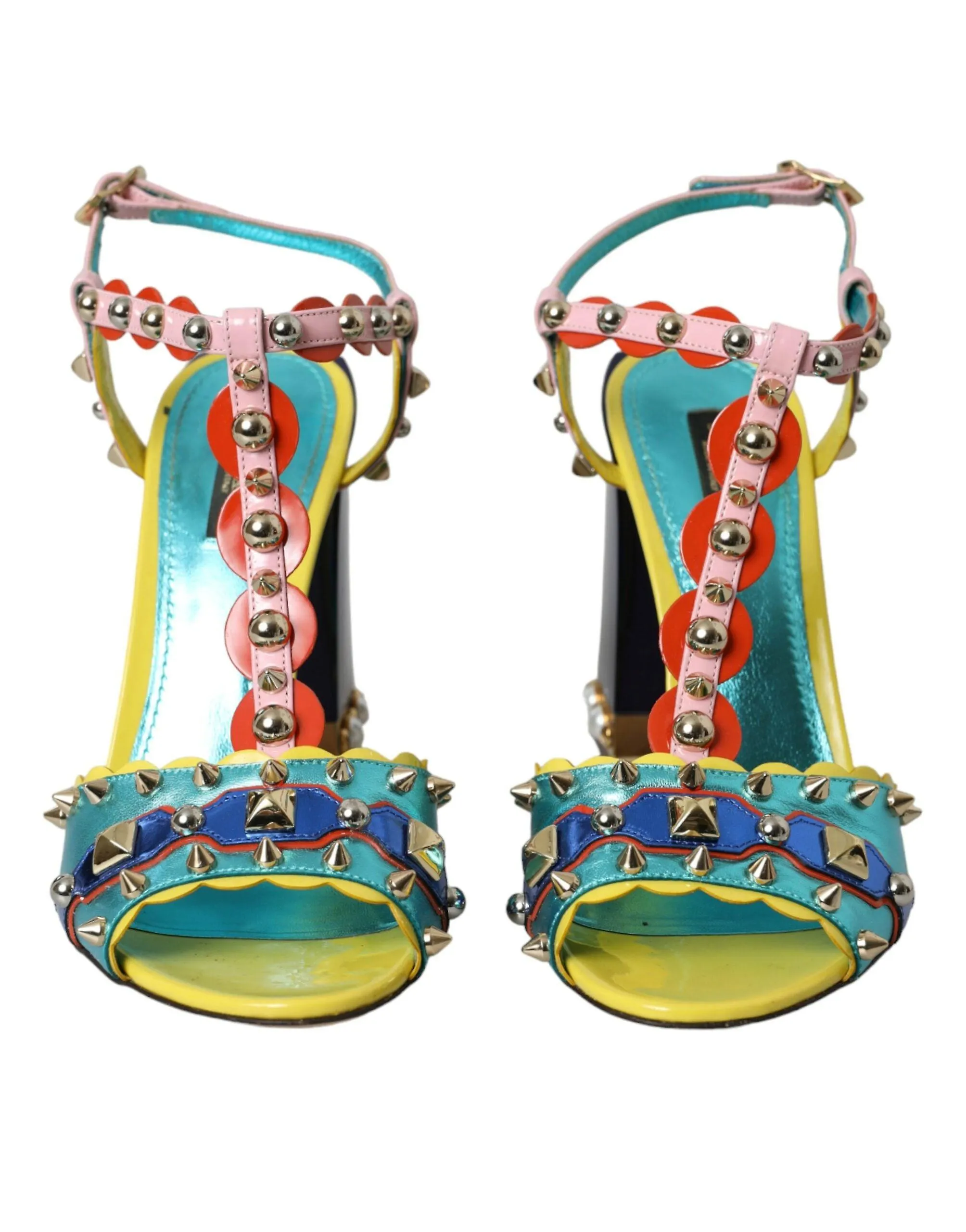 Dolce & gabbana multicolor nieten leder sandalen schuhe