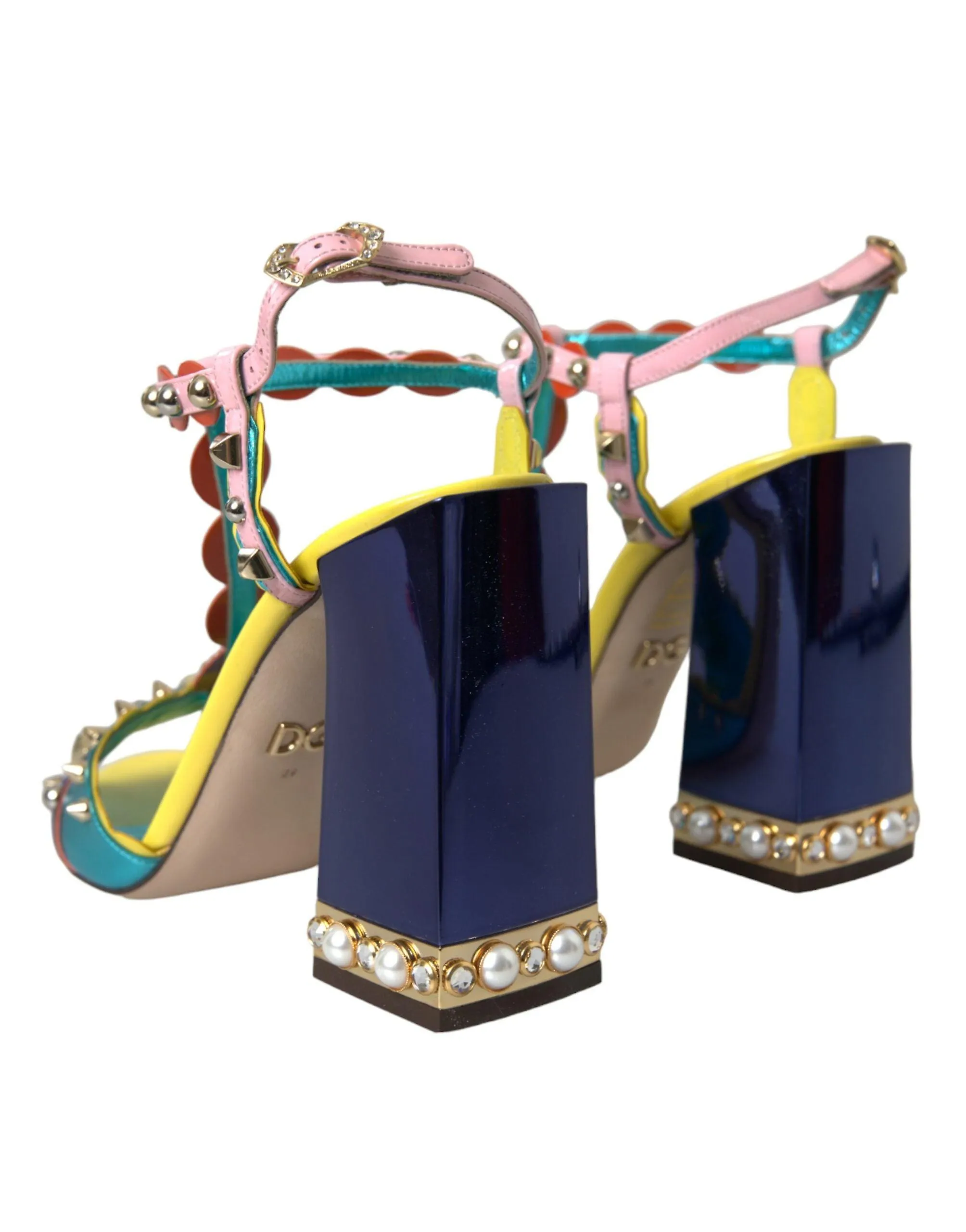 Dolce & gabbana multicolor nieten leder sandalen schuhe