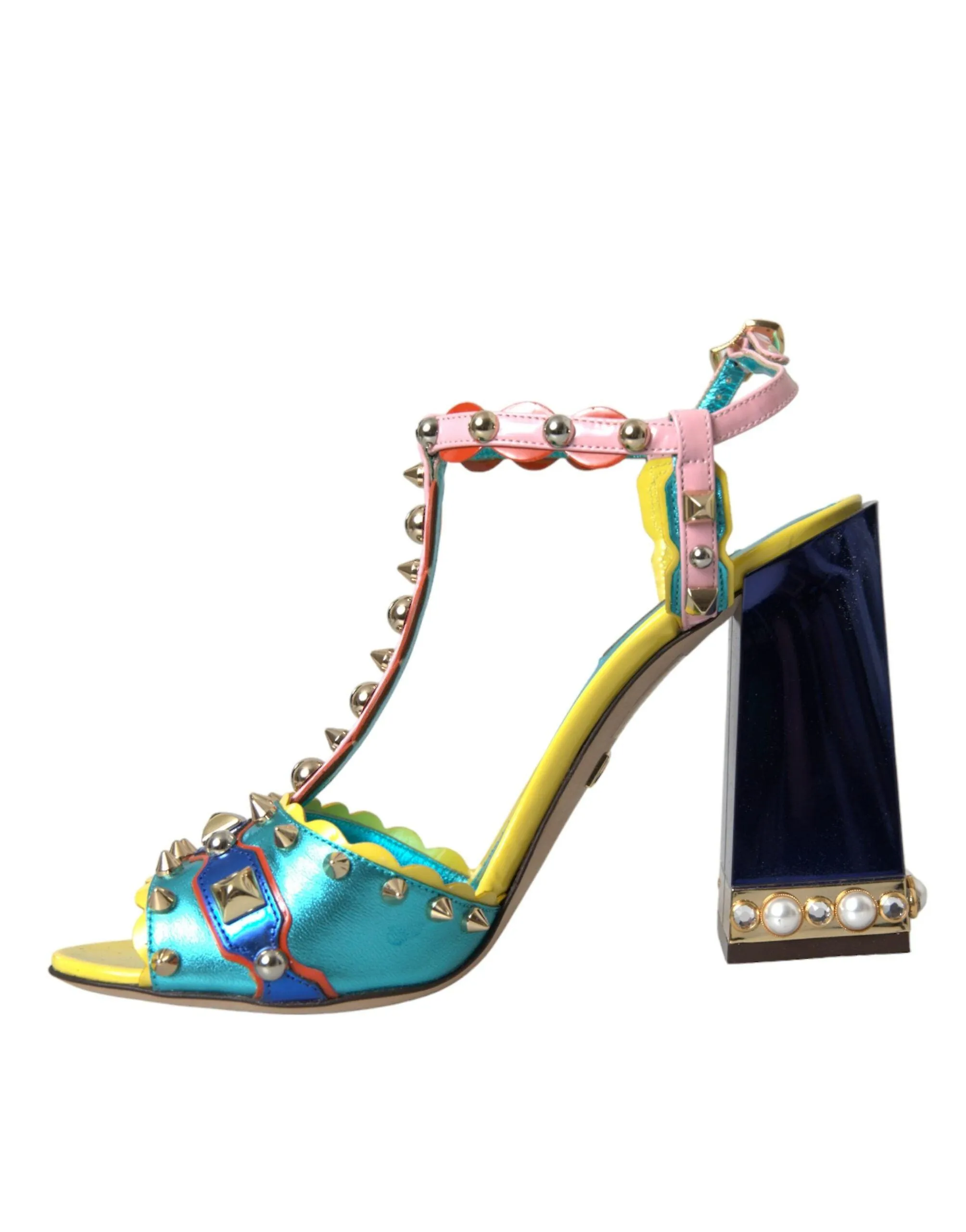 Dolce & gabbana multicolor nieten leder sandalen schuhe