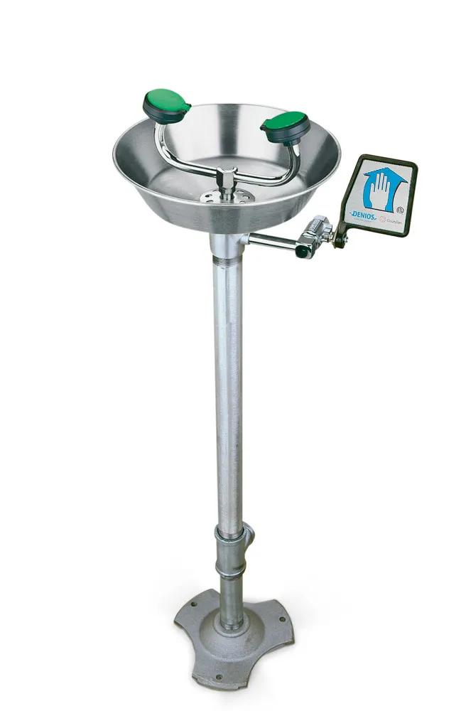 Ducha lavaojos G 1760 con cuenco en acero inoxidable, para fijación al suelo, verde