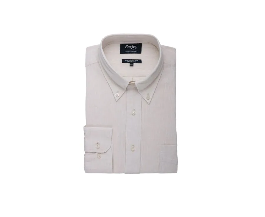 ECRU CHAMBRAY LONG SLEEVE COTTON LINEN SHIRT  COLTEN