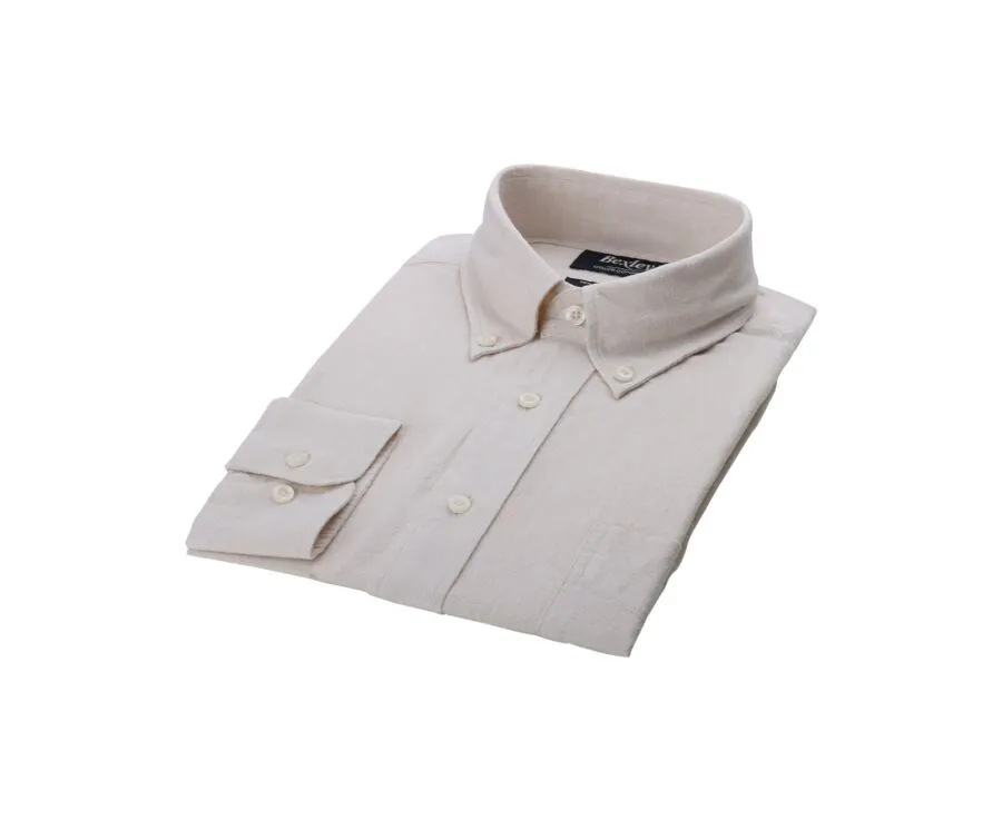 ECRU CHAMBRAY LONG SLEEVE COTTON LINEN SHIRT  COLTEN