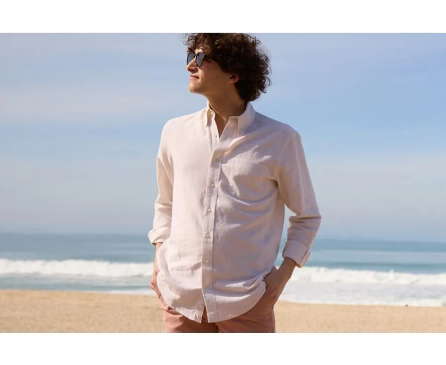 ECRU CHAMBRAY LONG SLEEVE COTTON LINEN SHIRT  COLTEN