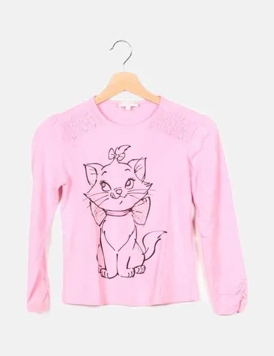 El Corte Inglés Camiseta rosa detalle perlas
