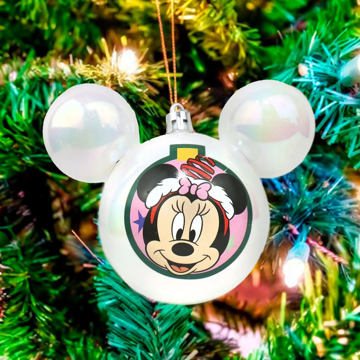 Esfera Navidea color Blanco con Diseo de Minnie Mouse