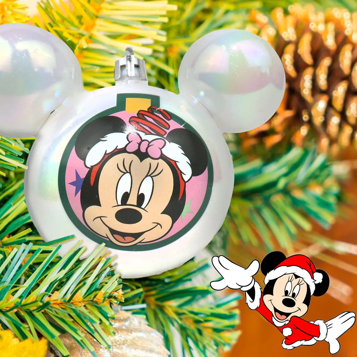 Esfera Navidea color Blanco con Diseo de Minnie Mouse