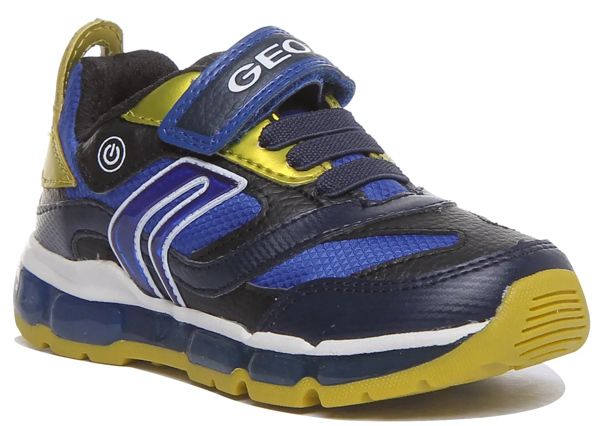 Geox J Android Zapatillas de suela de gel con una sola correa para niños en gris rojo