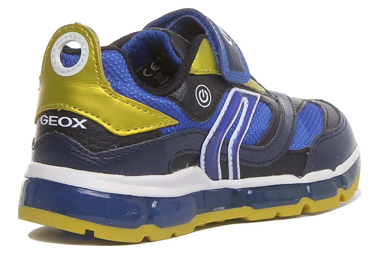 Geox J Android Zapatillas de suela de gel con una sola correa para niños en gris rojo
