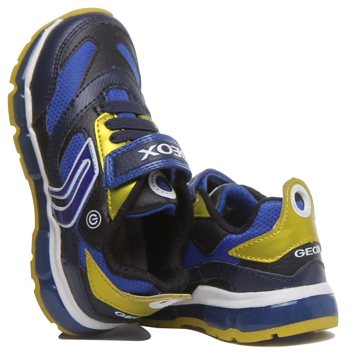 Geox J Android Zapatillas de suela de gel con una sola correa para niños en gris rojo