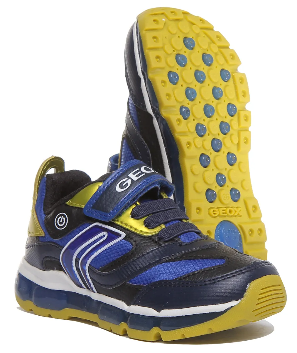 Geox J Android Zapatillas de suela de gel con una sola correa para niños en gris rojo