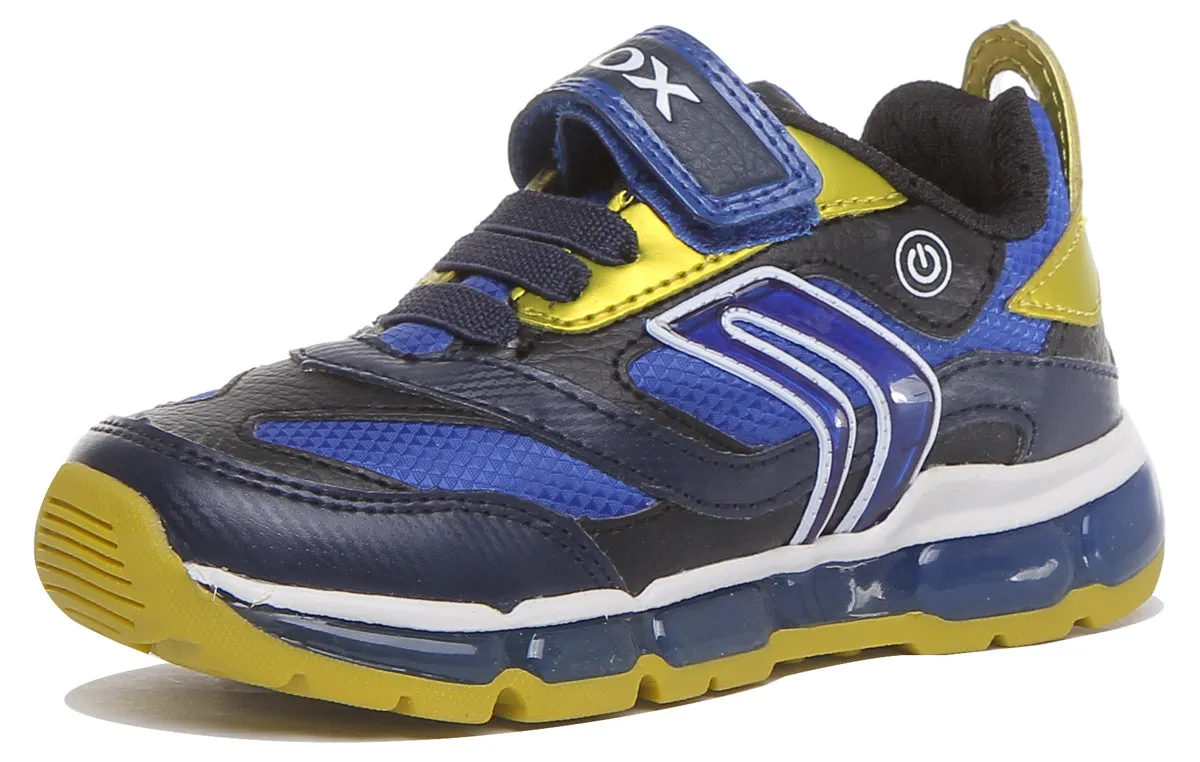 Geox J Android Zapatillas de suela de gel con una sola correa para niños en gris rojo