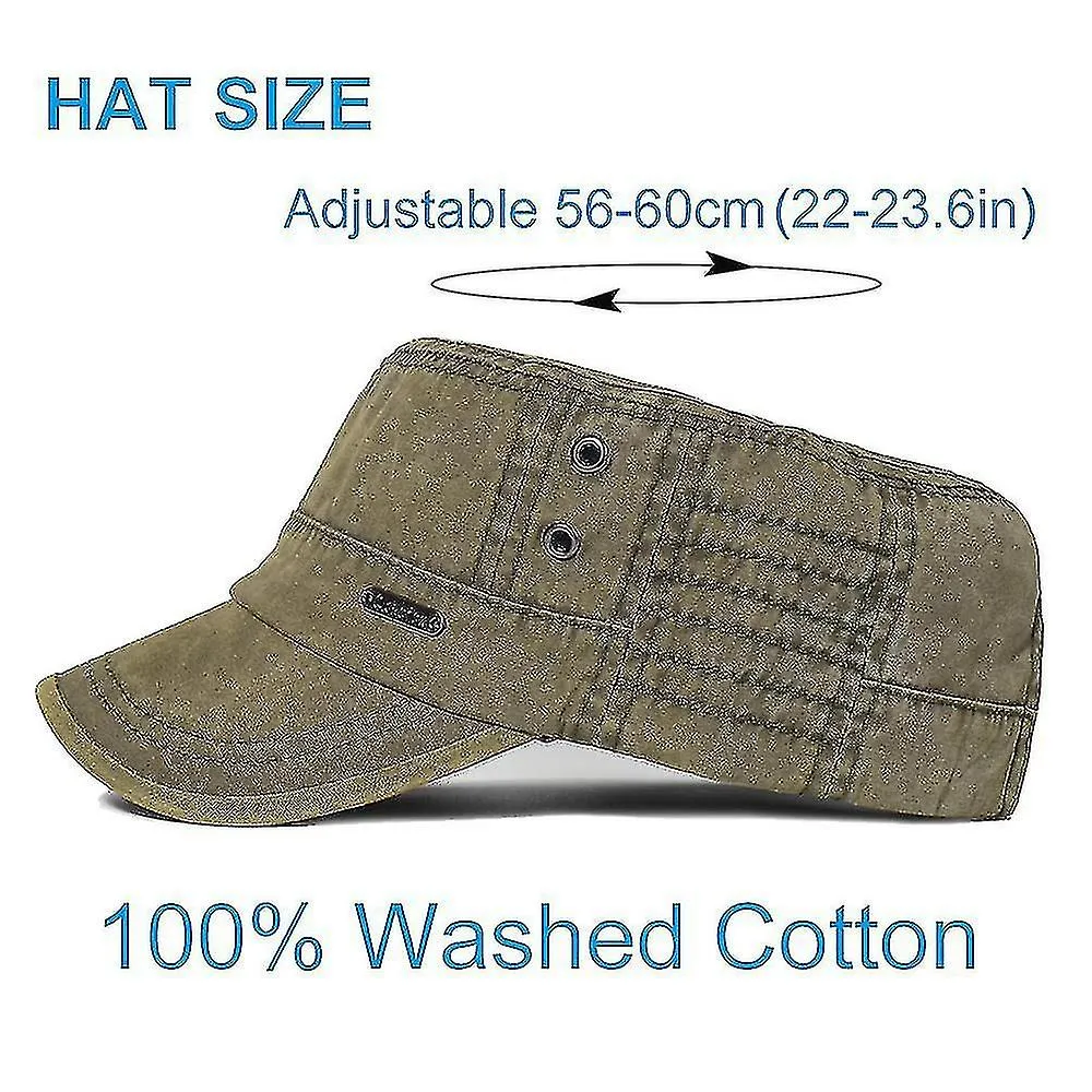 Gorras militares de algodón lavado Hombres Cadete Gorra del Ejército Diseño único Sombrero de copa plano vintage