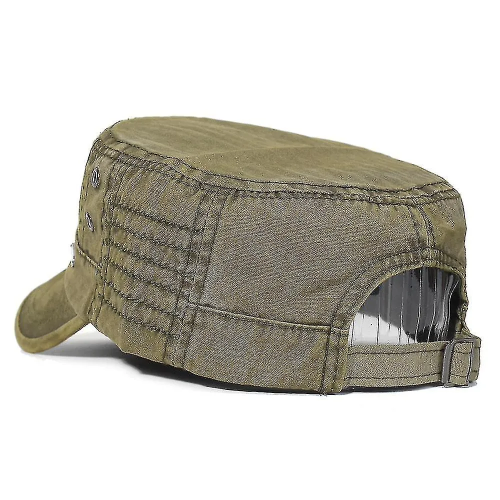 Gorras militares de algodón lavado Hombres Cadete Gorra del Ejército Diseño único Sombrero de copa plano vintage