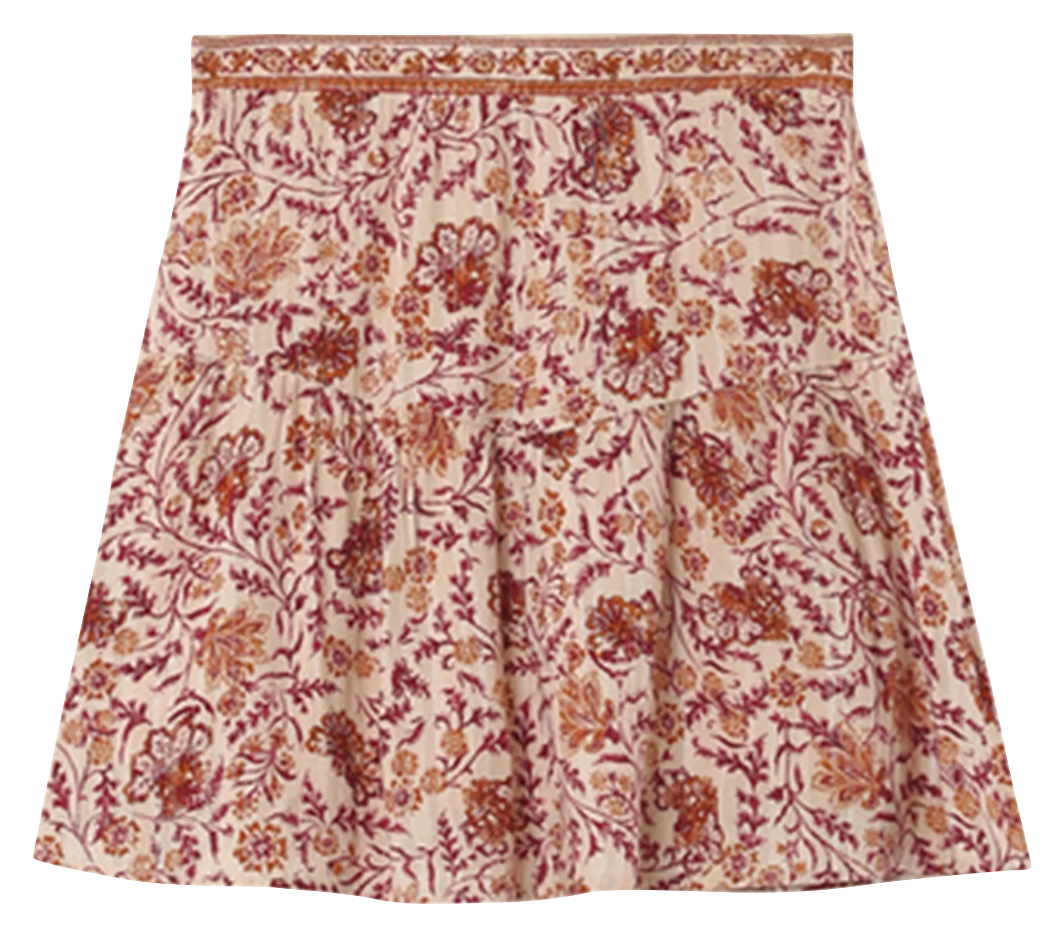 GRACE ET MILA NOUGAT  FALDA CORTA ESTAMPADA CON VOLANTES EN BEIGE