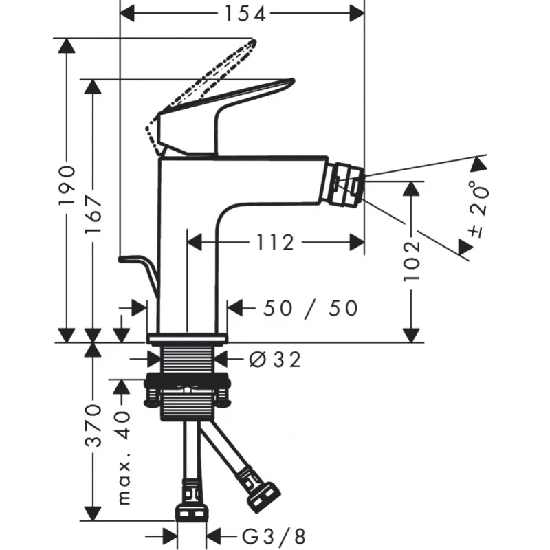 GRIFO DE BIDé MONOMANDO 110 FINE CON VACIADOR AUTOMáTICO LOGIS  HANSGROHE