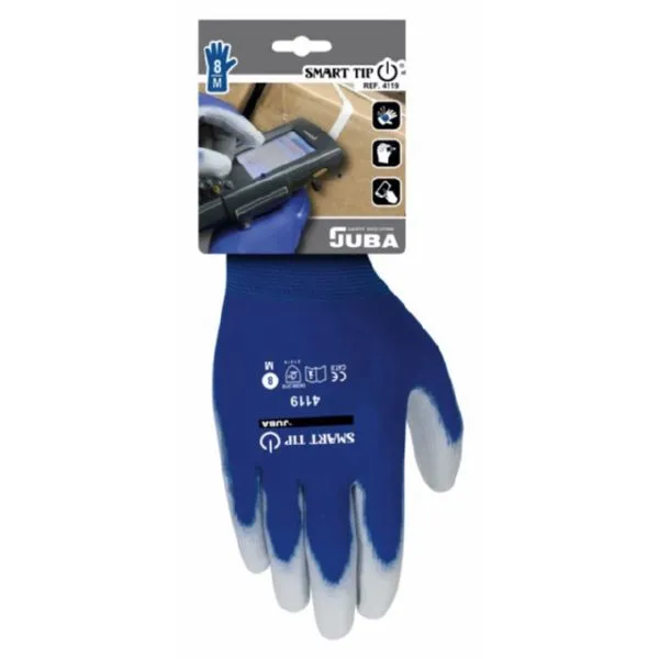 GUANTE MECANICO L09 SMART TIP PU POLIE AZ/GR JUBA H4119/9
