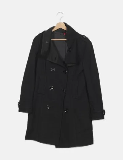 H&M Abrigo largo paño negro