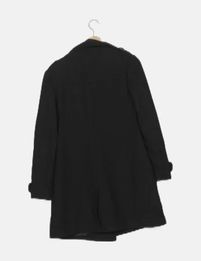 H&M Abrigo largo paño negro