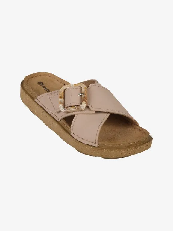 Inblu Pantuflas de mujer con bandas tejidas y hebilla.