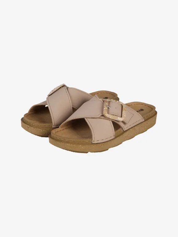 Inblu Pantuflas de mujer con bandas tejidas y hebilla.