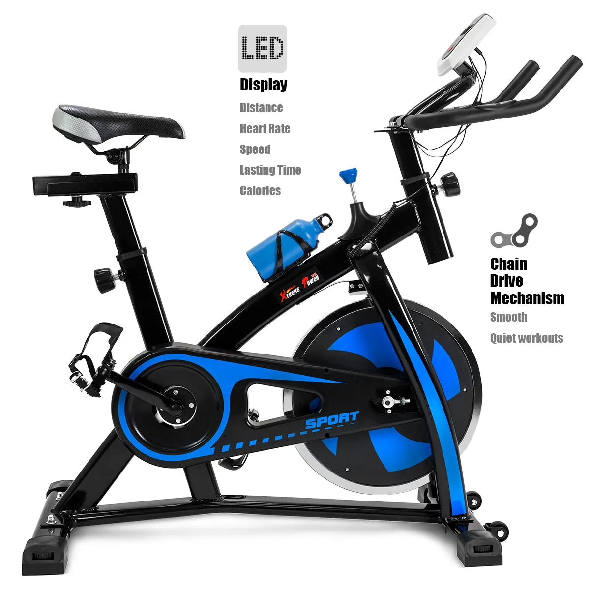 Indoor Exercise Bike Stationary Heavy Flywheel Cycing Bike LCD Monitor Spin Bike