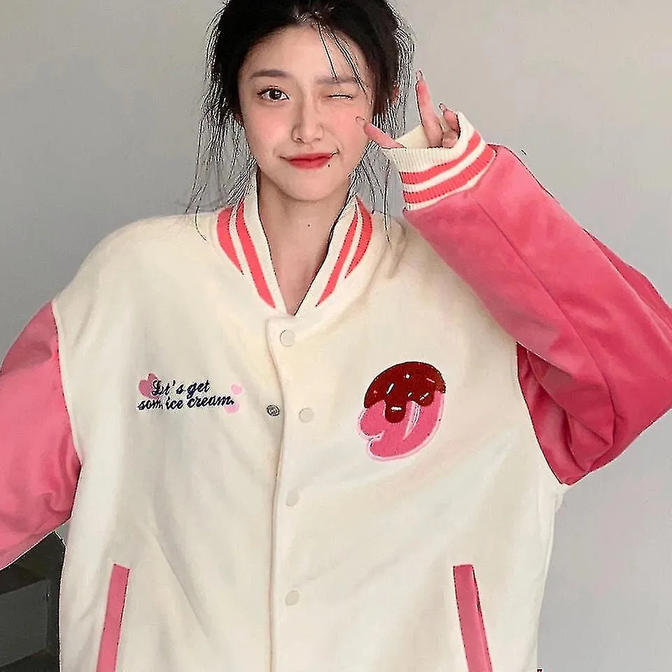 Jaket Seragam Bisbol Hello Kitty Mainan Mewah Anime Sanrio Pakaian Pasangan Kasual Longgar Serbaguna Kawaii Hadiah Ulang Tahun K