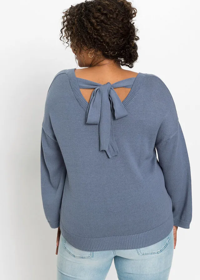 Jersey con detalle de lazo y mangas anchas Negro