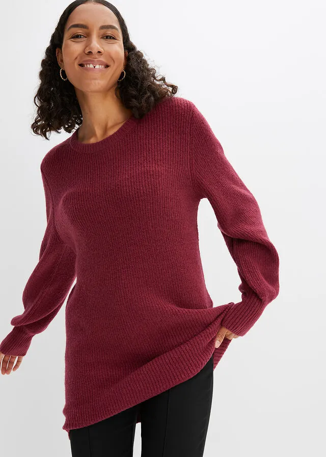 Jersey largo con botones Rojo rododendro