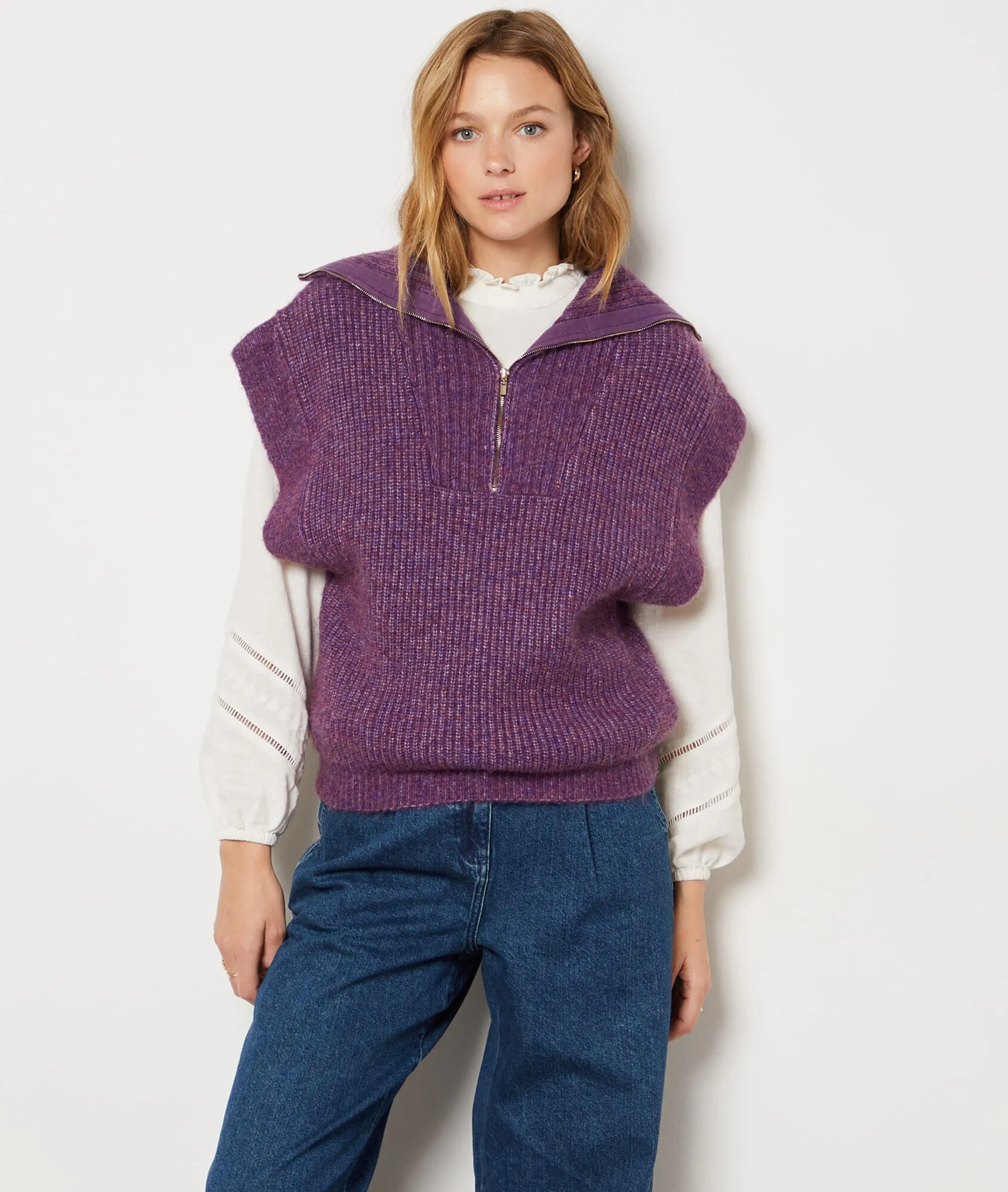 JERSEY SIN MANGAS CIERRE CON CREMALLERA CELIA MAUVE  ETAM