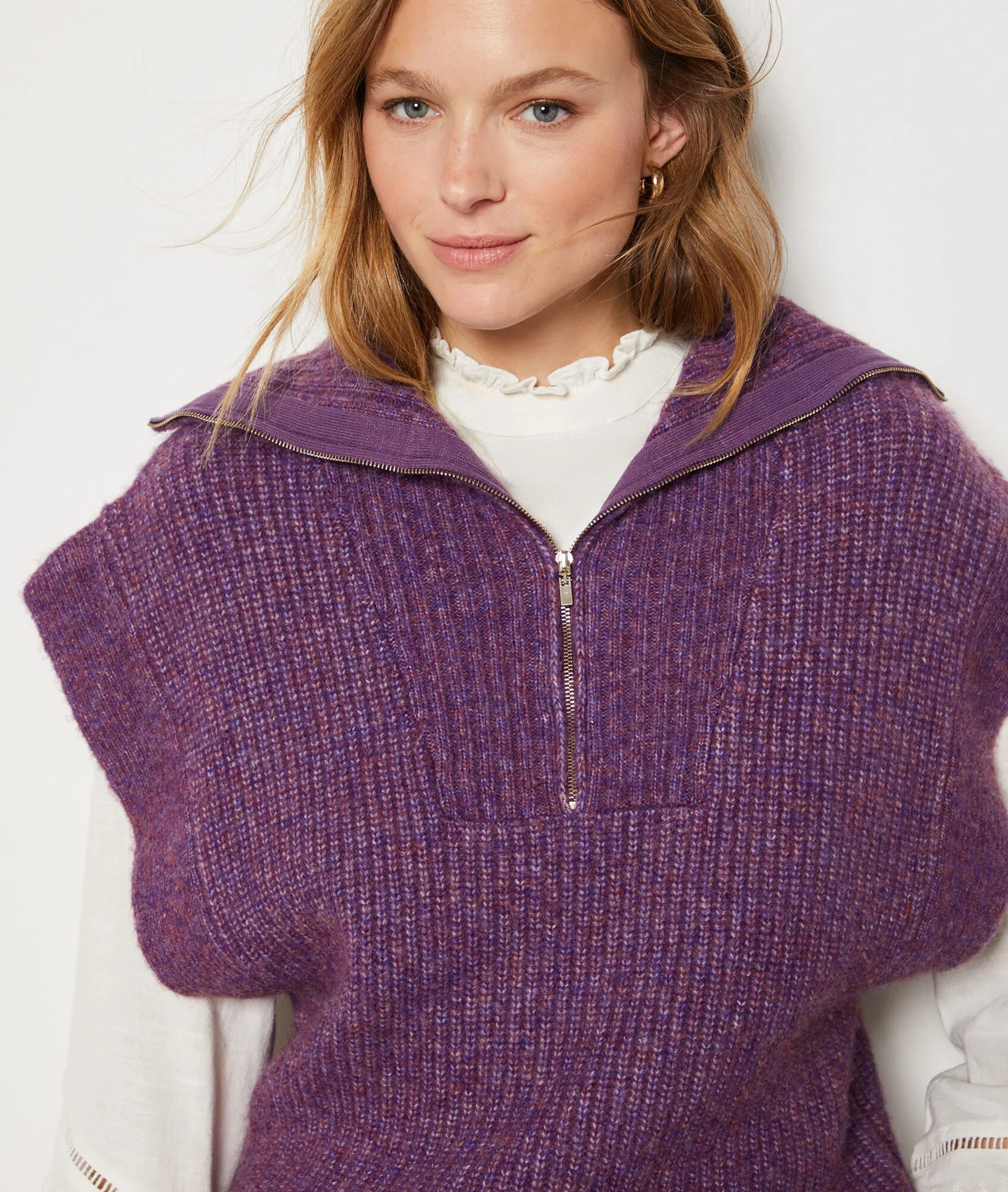 JERSEY SIN MANGAS CIERRE CON CREMALLERA CELIA MAUVE  ETAM