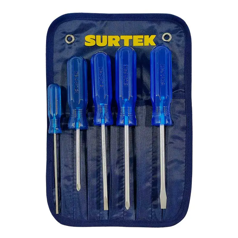 Juego Desarmadores Azules Combinados Surtek D01P 5pzs