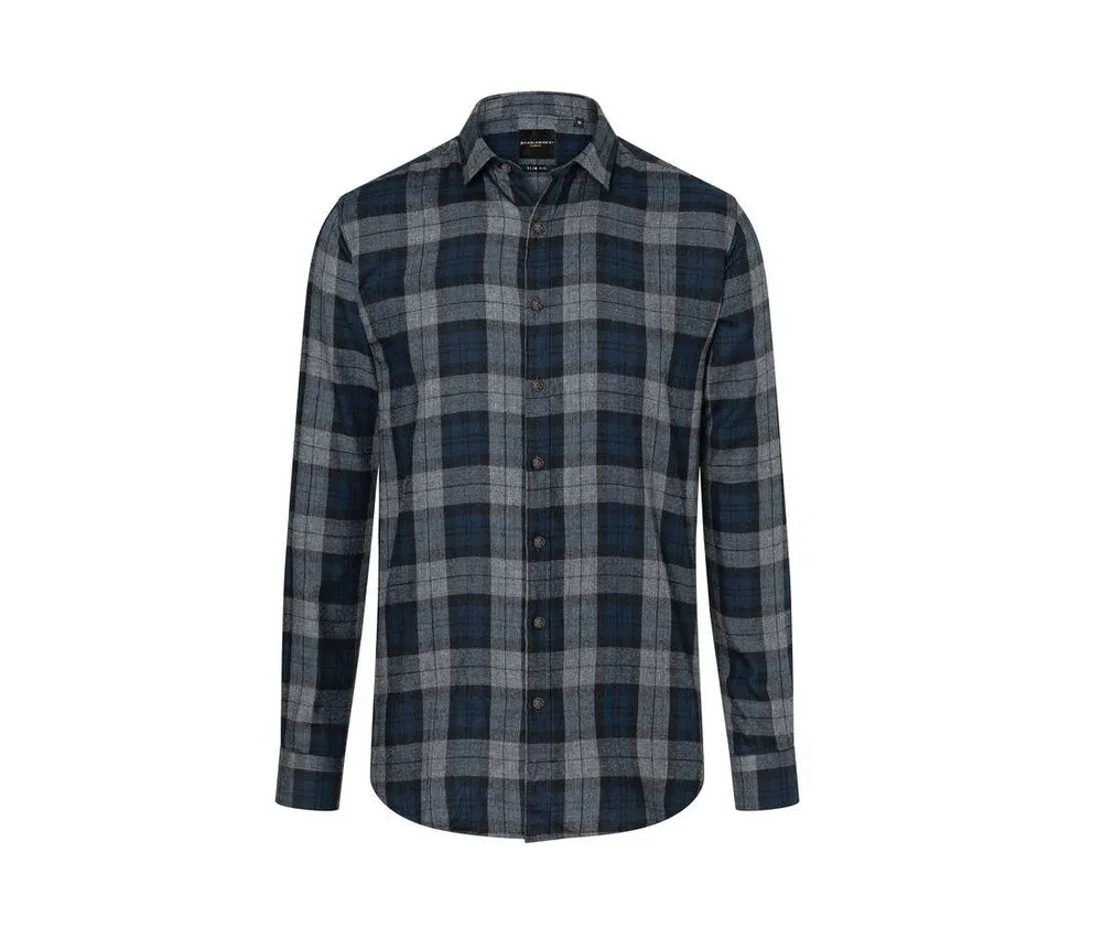 KARLOWSKY KYBM8  MEN'S CHECKED SHIRT URBANSTYLE  AZUL MARINO
