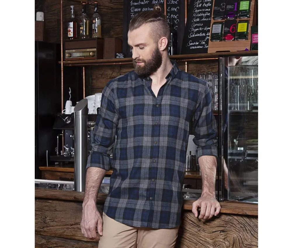 KARLOWSKY KYBM8  MEN'S CHECKED SHIRT URBANSTYLE  AZUL MARINO