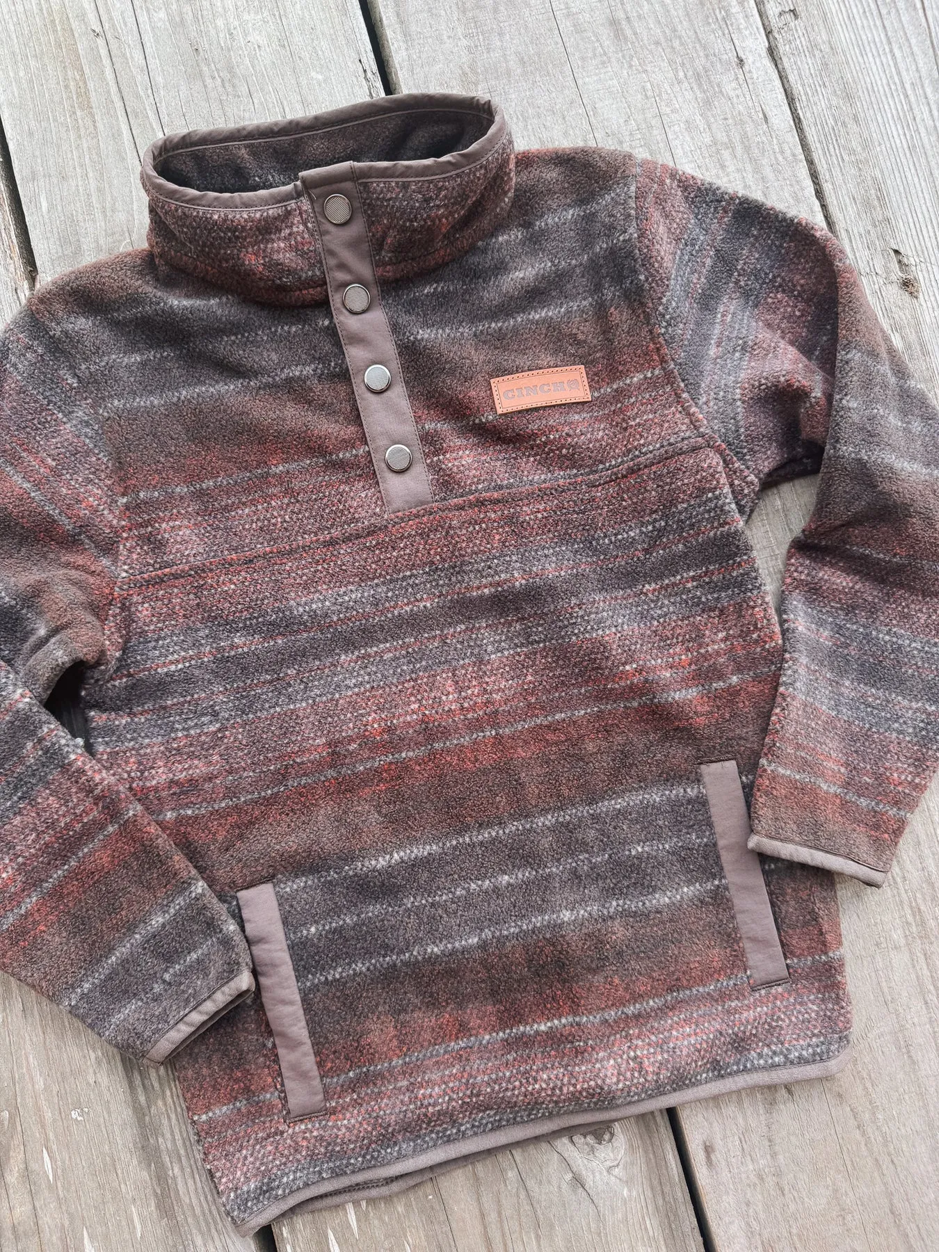 KID'S CINCH BROWN POLAR FLEECE PULLOVER