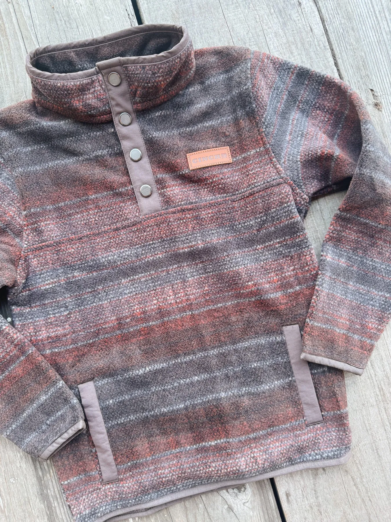 KID'S CINCH BROWN POLAR FLEECE PULLOVER