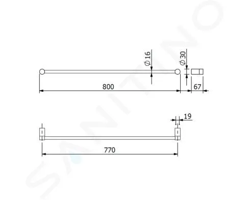 KLUDI VELA R  TOALLERO, LONGITUD 80 CM, NEGRO MATE 5896139