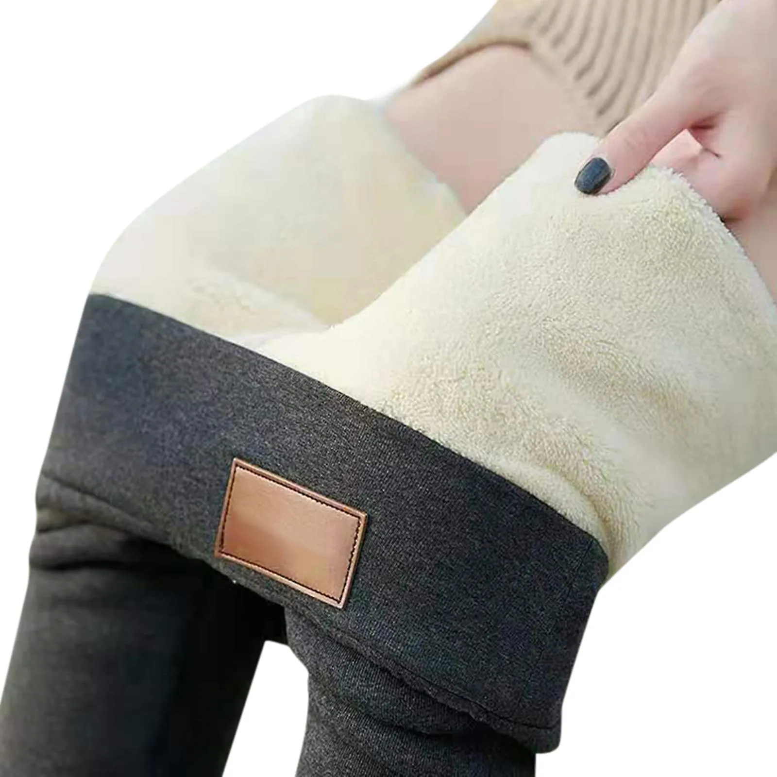 Leggings de lana de cachemira súper gruesos a prueba de viento cálido para mujeres elástico apretado
