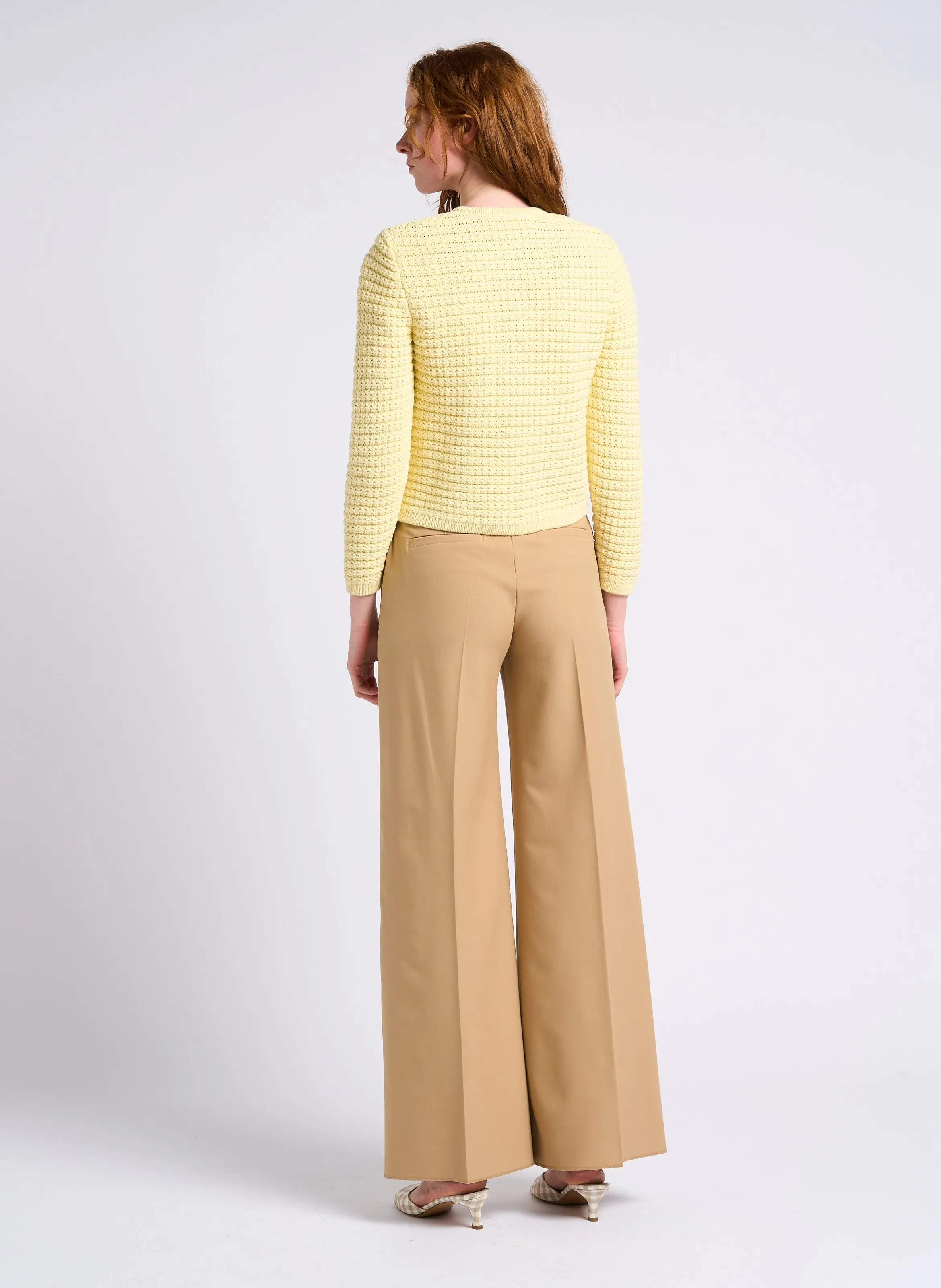 MAX&CO. CARONTE  PANTALóN DE TALLE ALTO CON PINZAS Y BORDES SIN REMATAR EN BEIGE