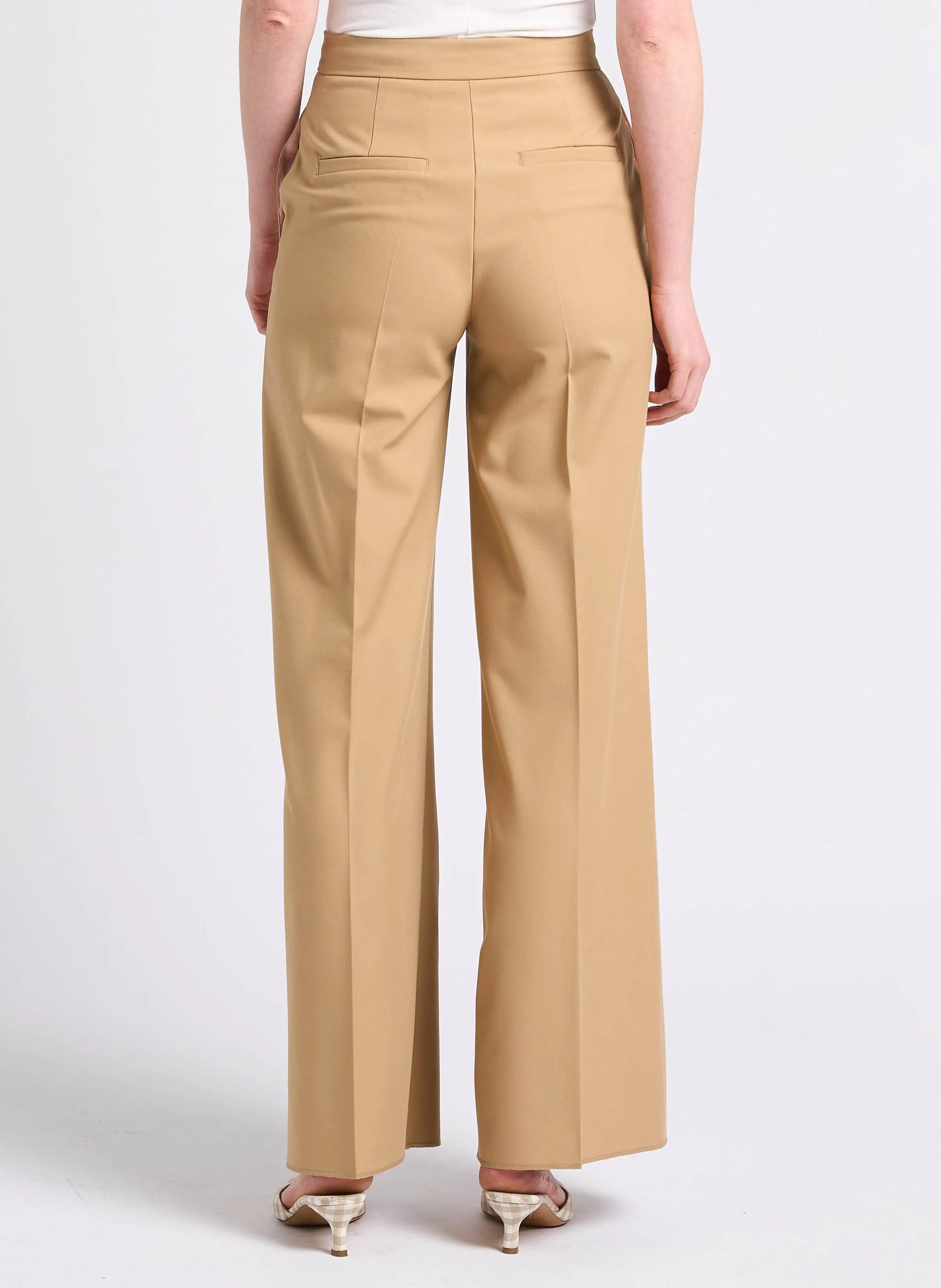 MAX&CO. CARONTE  PANTALóN DE TALLE ALTO CON PINZAS Y BORDES SIN REMATAR EN BEIGE
