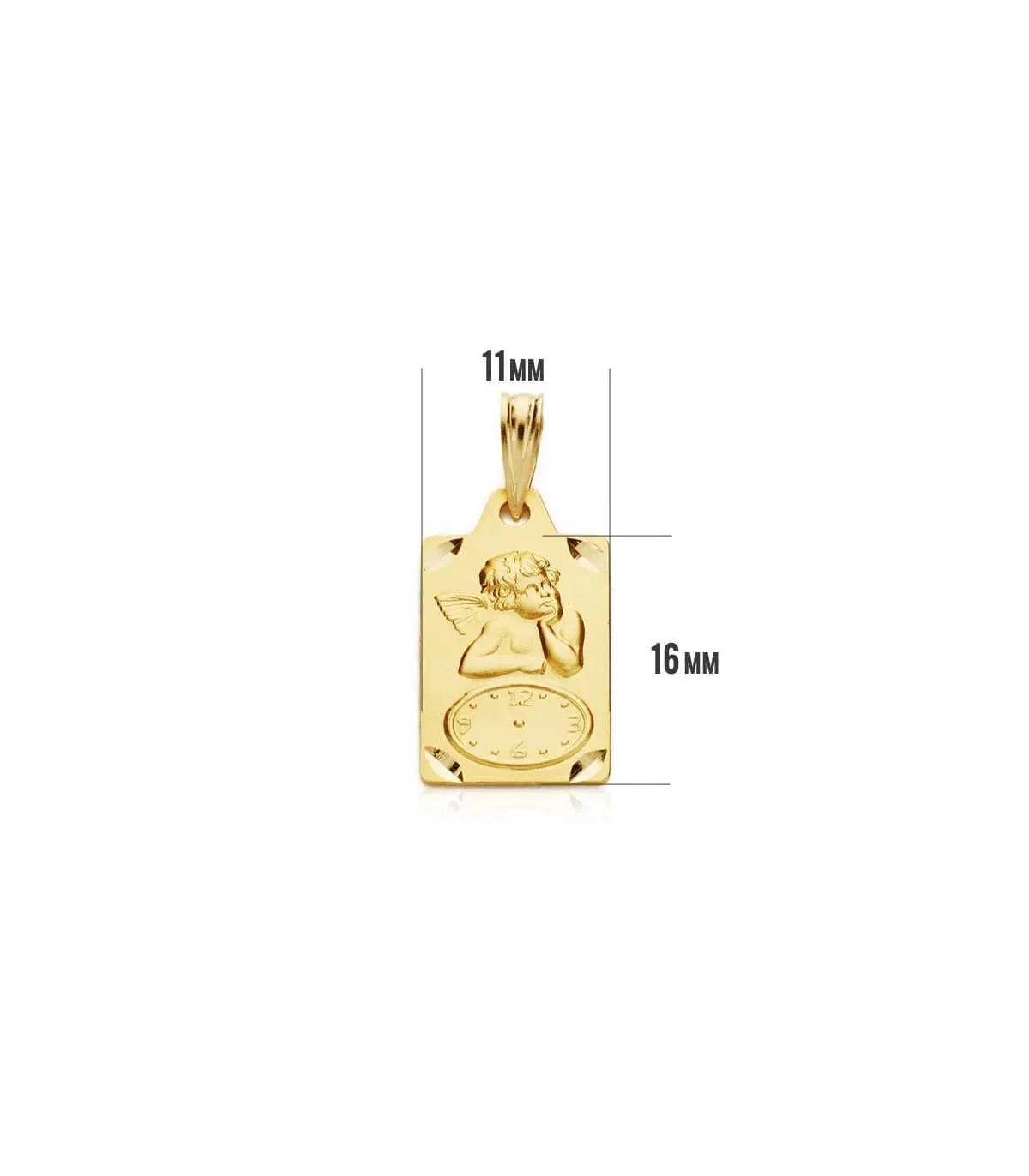 Medalla  ángel y reloj rectangular oro 18ktes