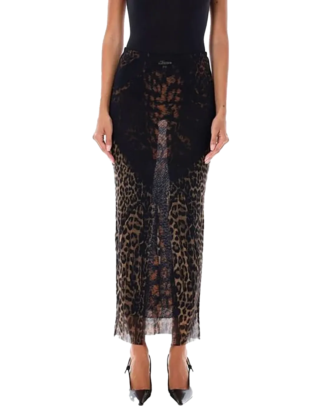 Mesh Long Skirt Printed leopard