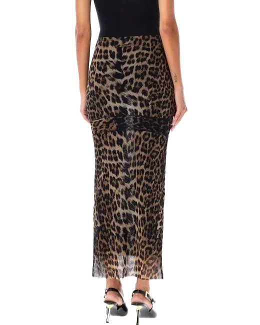 Mesh Long Skirt Printed leopard
