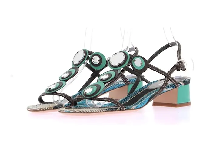 MIU MIU Sandalias T.UE 37 Cuero Verde 